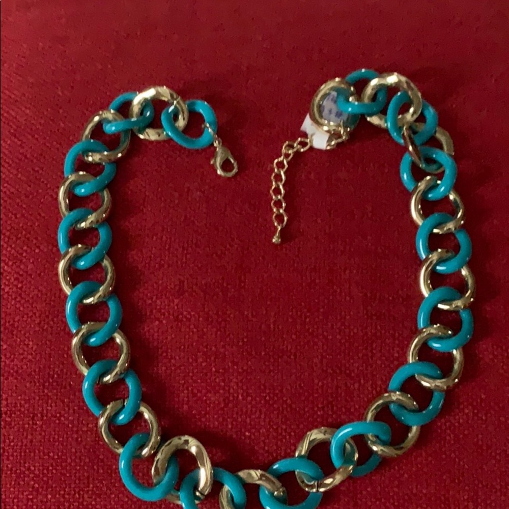 Aqua/goldtone necklace